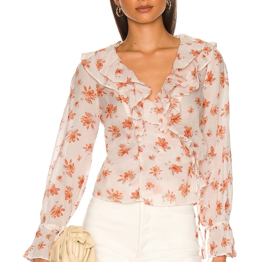 Free People - Amanda Ruffle Long Sleeve Top, Size Small